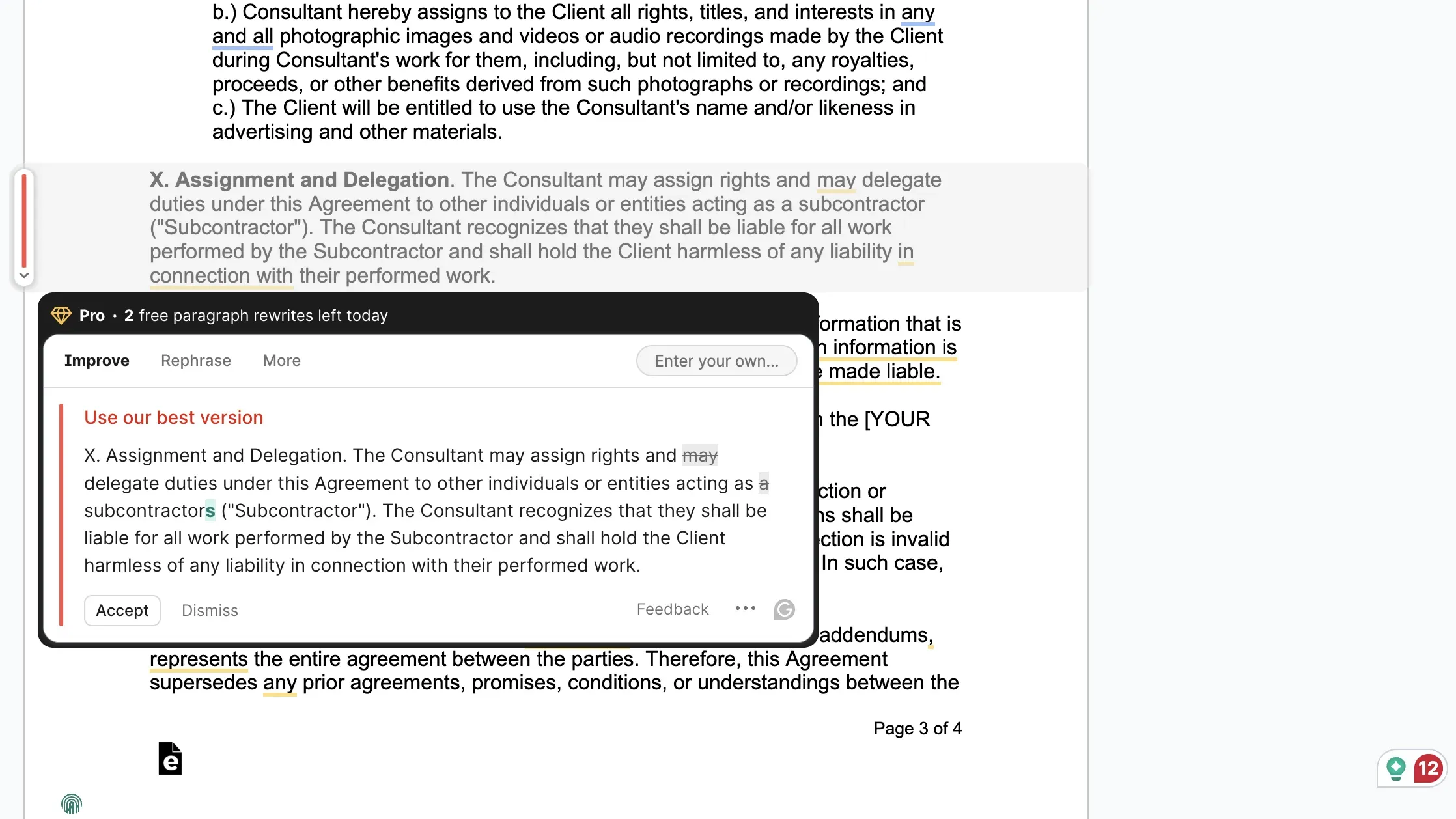 google doc opened in grammarly