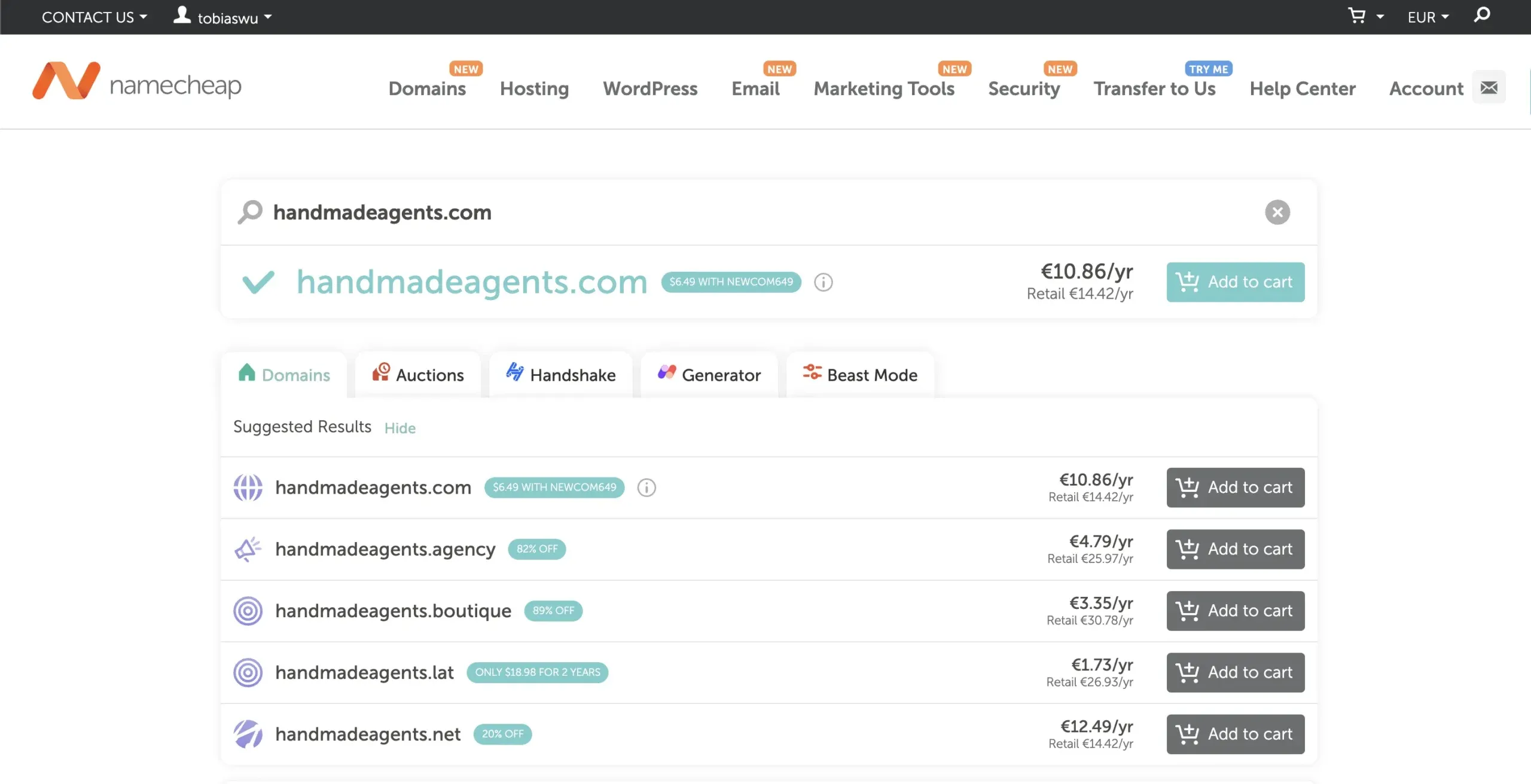 namecheap domain browser