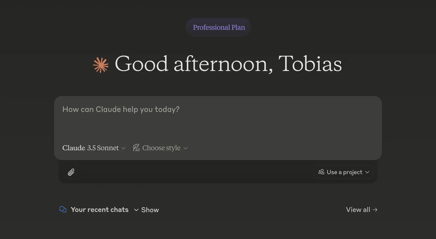 Claude chat interface