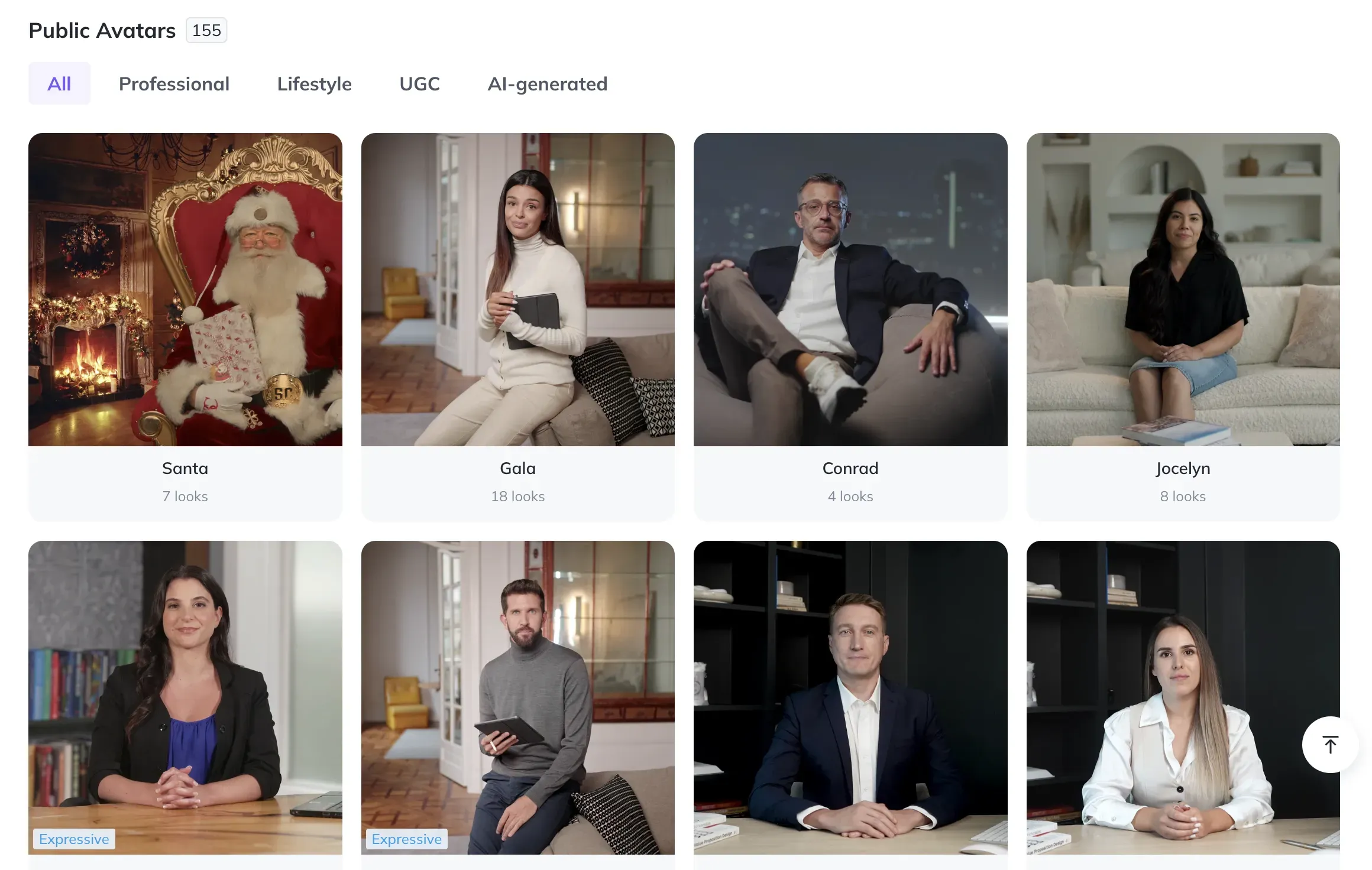HeyGen library with template AI avatars