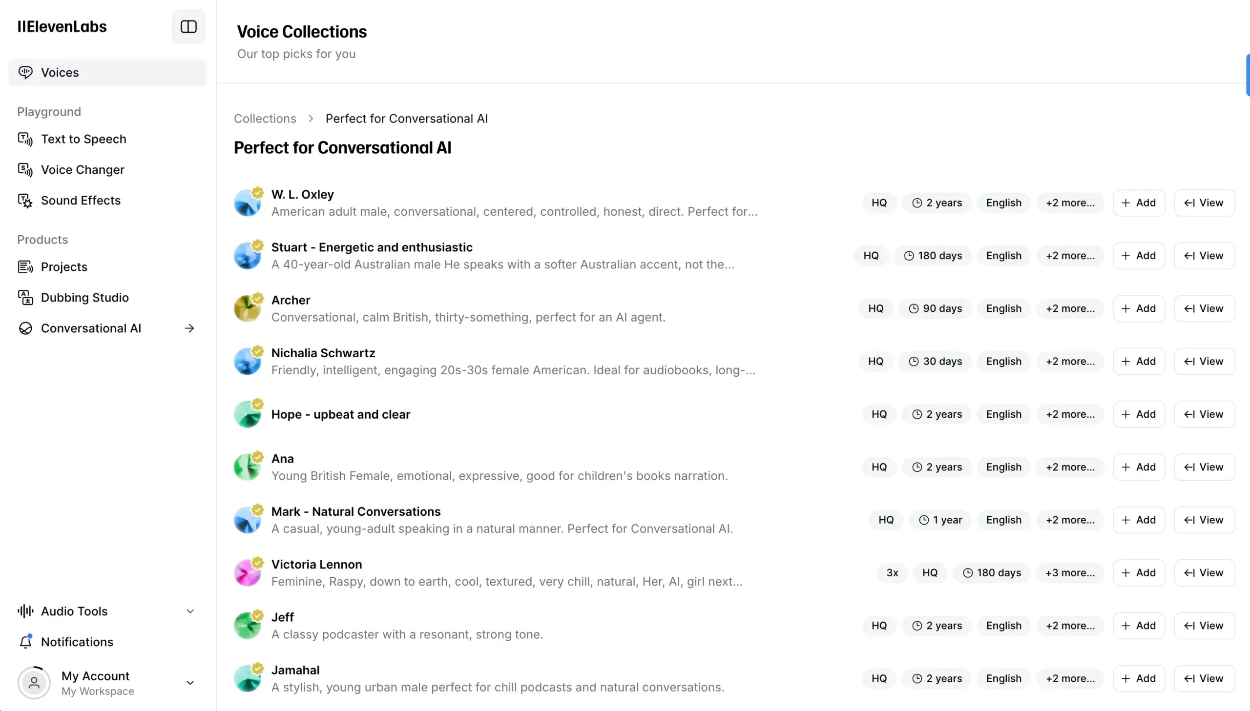 AI voice library of elevenlabs