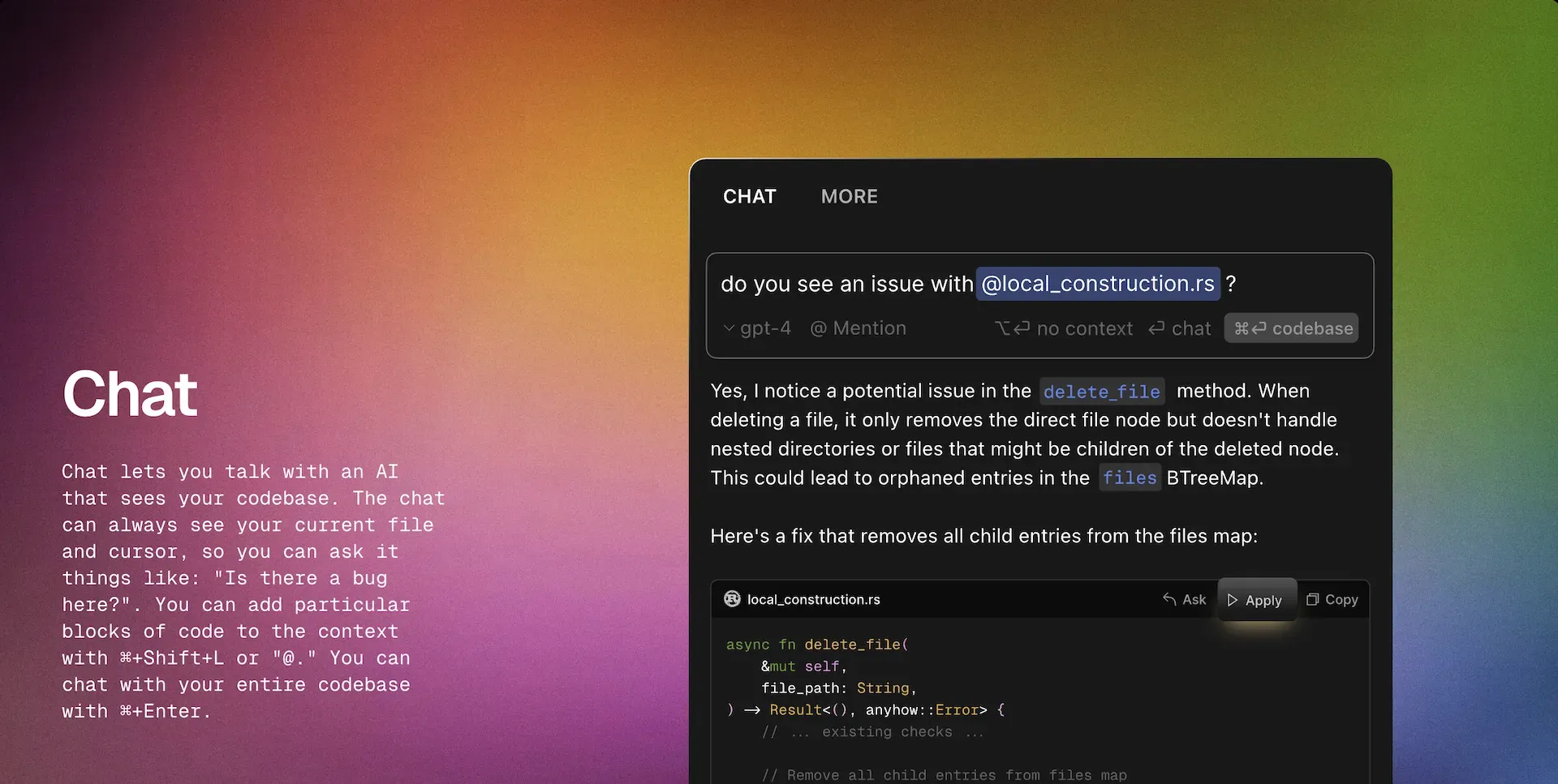 cursor chat feature