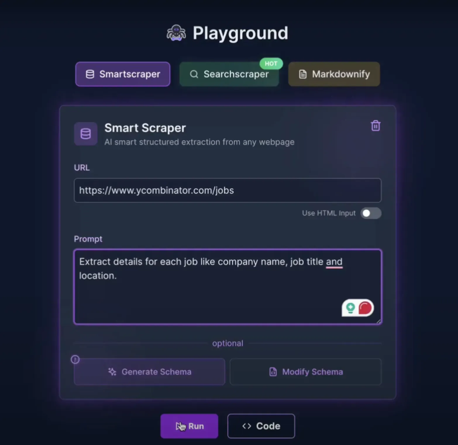 scrapegraphai playground