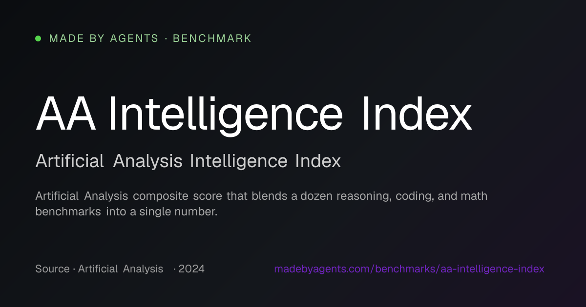 AA Intelligence Index Benchmark: Scores and Top Models