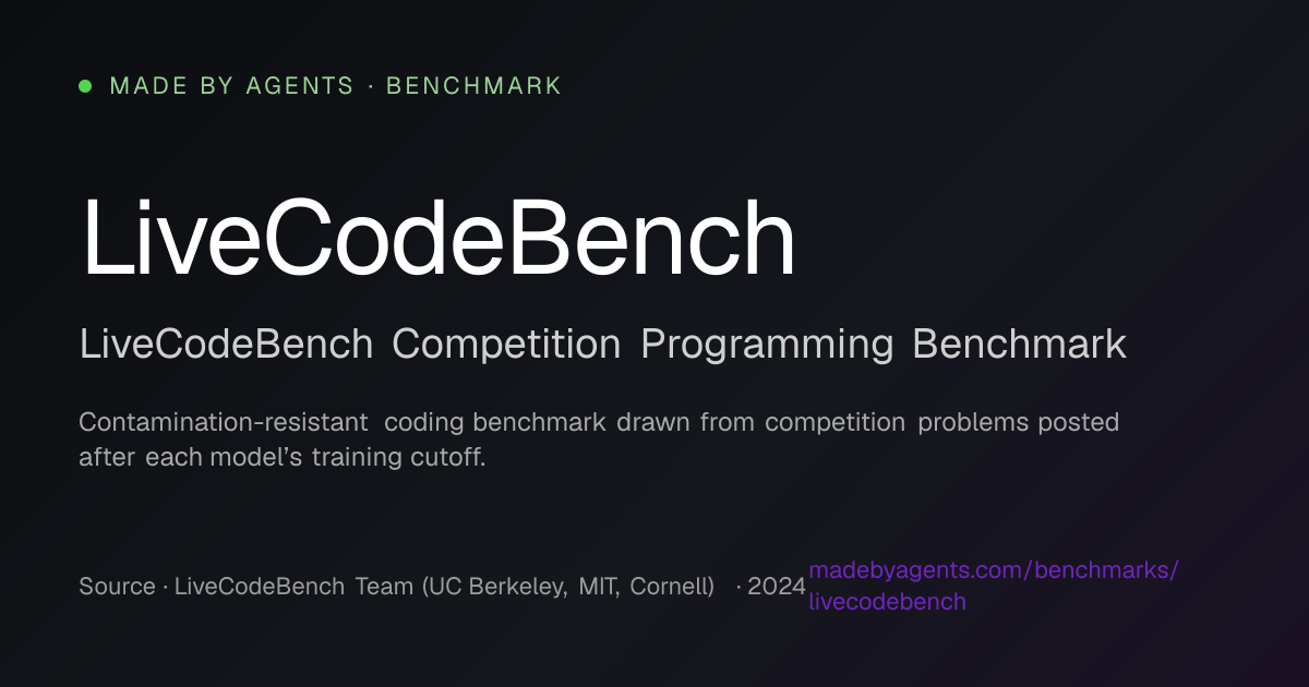 LiveCodeBench Benchmark: Scores, Methodology, and Top AI Models