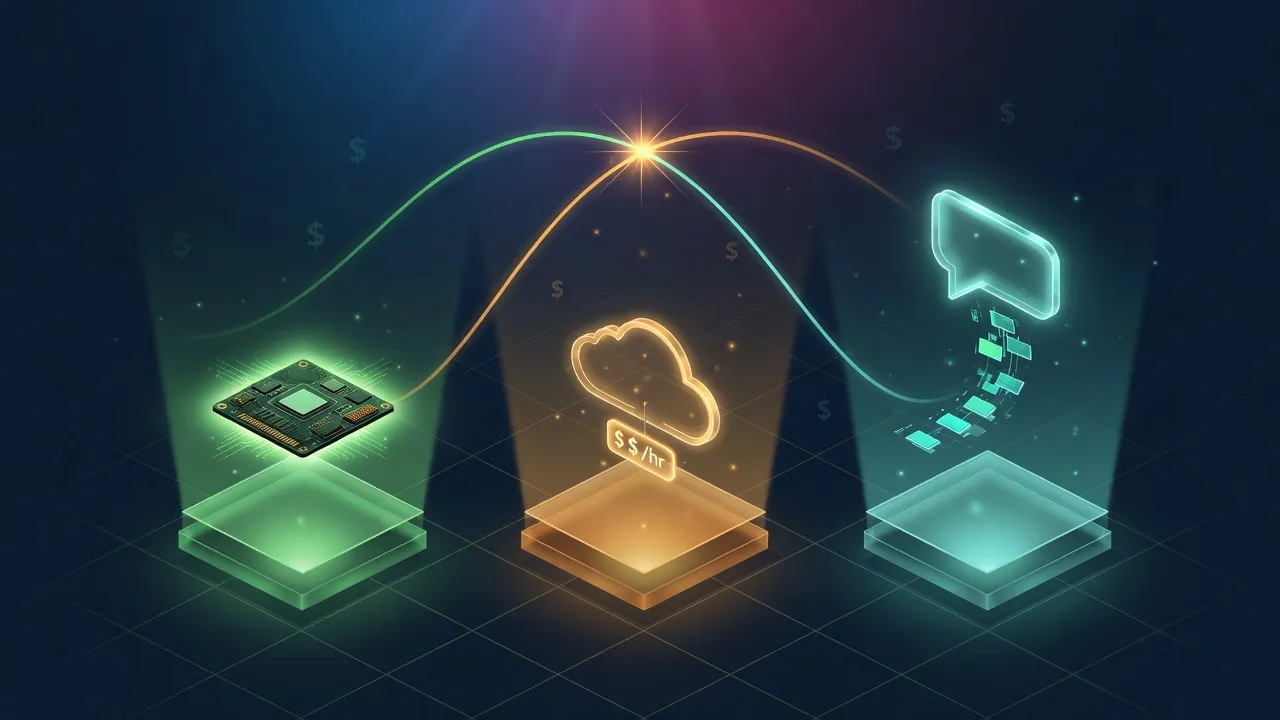 Decision tool comparing self-hosting, renting, and API costs for AI workloads.